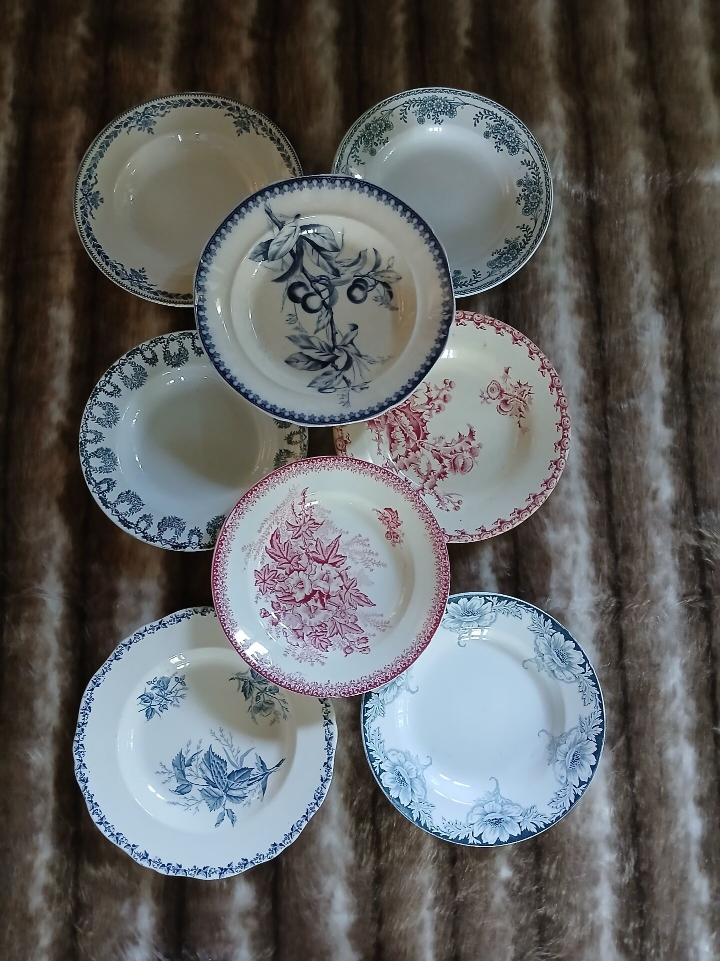 8 antique deep plates in ironstone