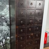 Multi-drawer cabinet with antique patina