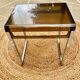 Table d'appoint en métal et plexiglas fumé vintage 70