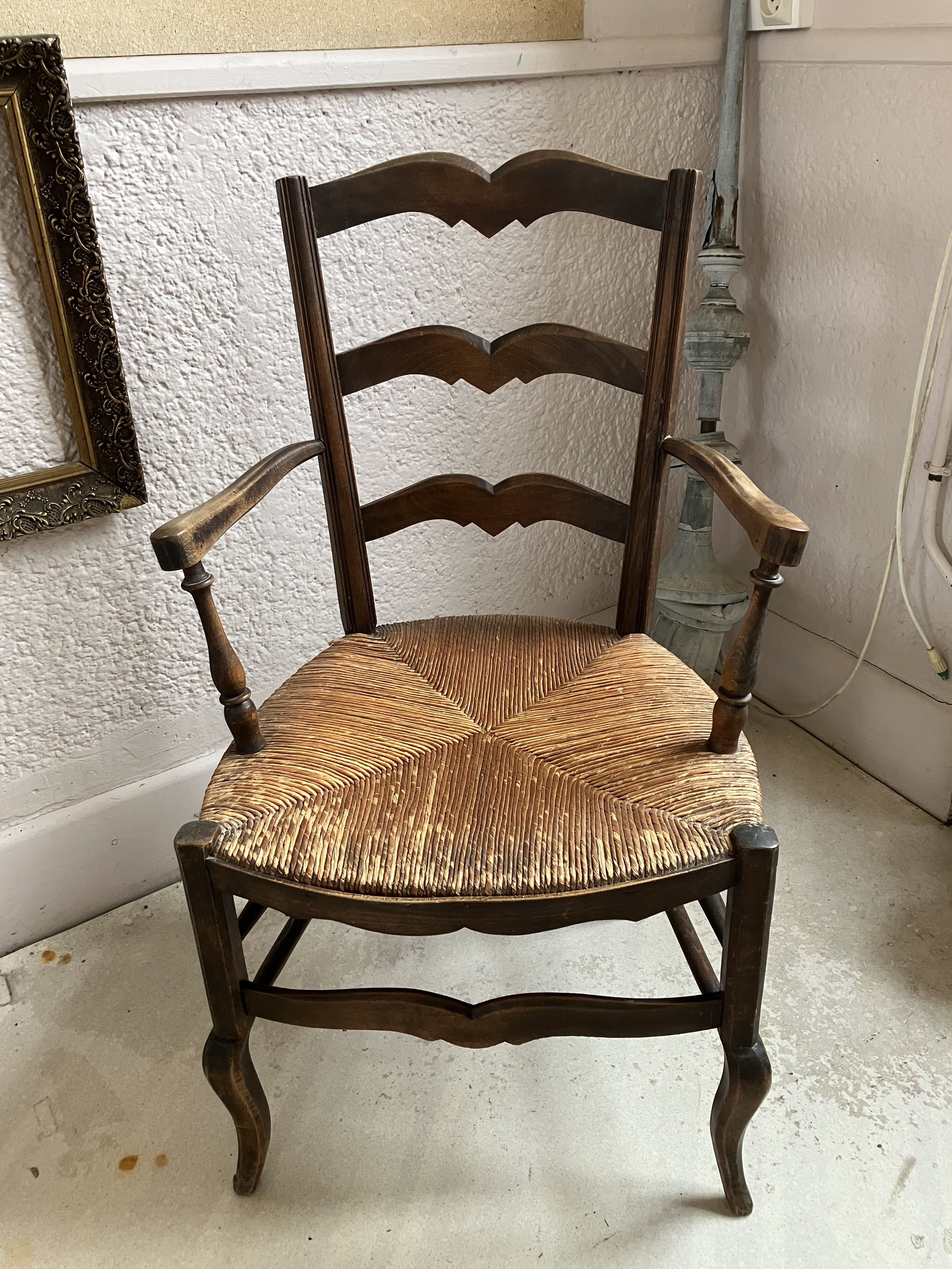 Armchair country paillé XIXth