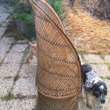 Old Emmanuelle chair in wicker and rattan