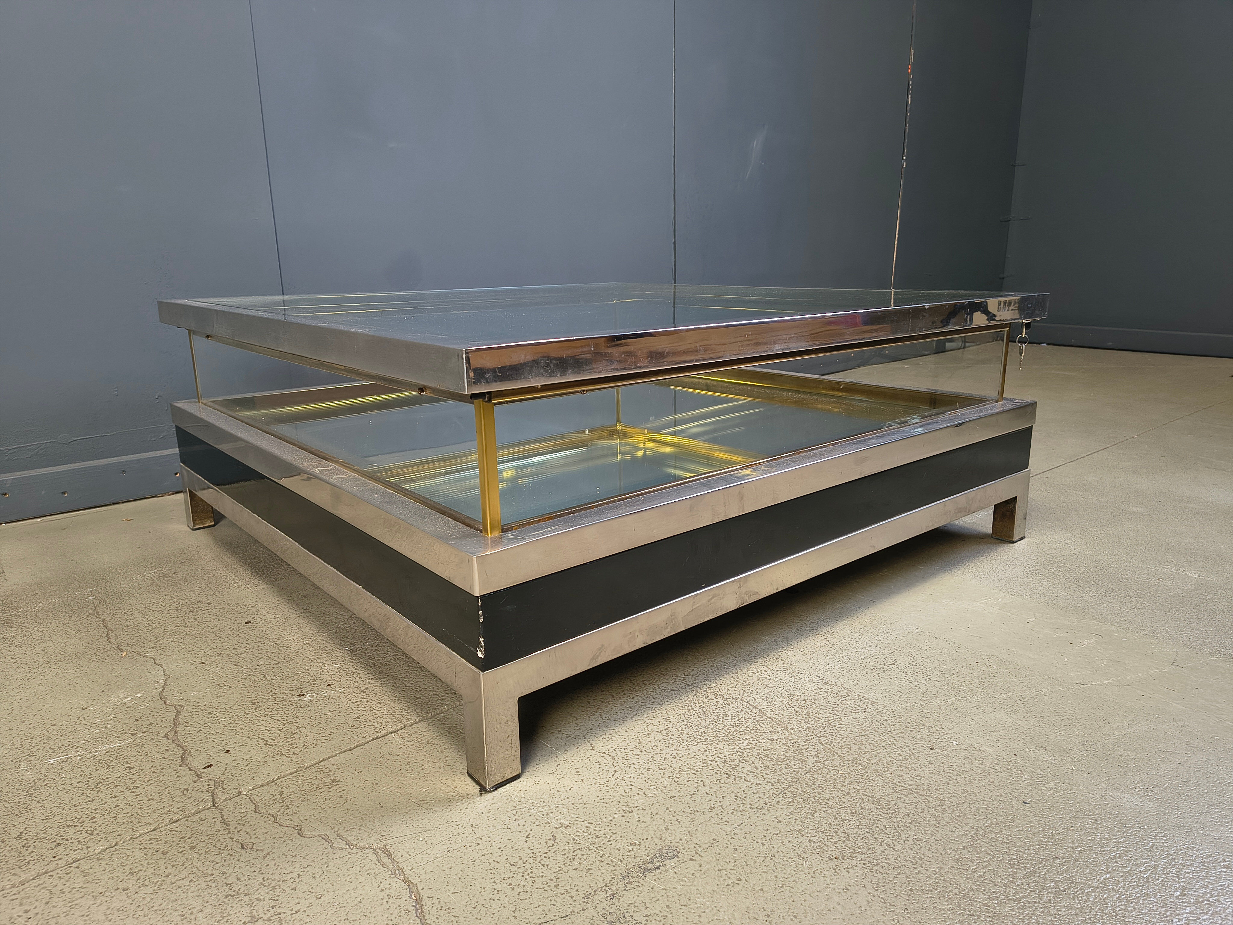 Vintage sliding top coffee table, 1970s