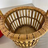 Minimalistic Bamboo Metal Planter Plant Stand Matégot Style, France, 1960s