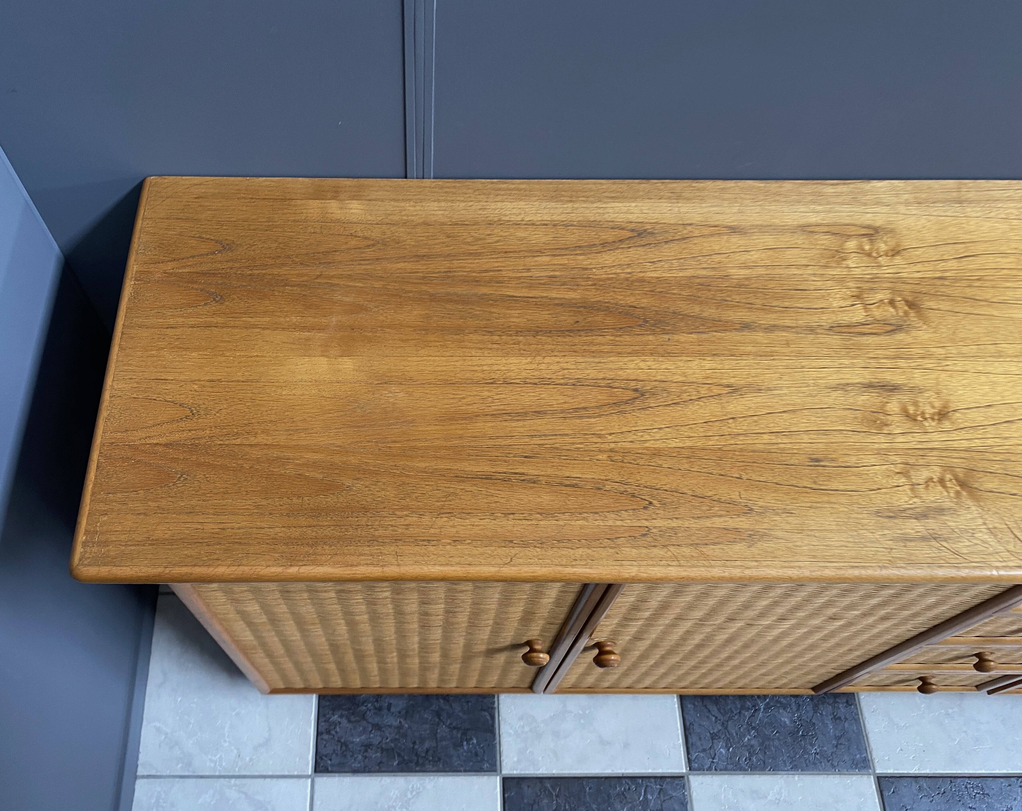 Large blonde Wicker & wood webbing sideboard