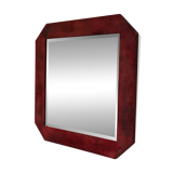 Miroir mural Aldo Tura en cuir de chèvre laqué rouge