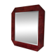 Miroir mural Aldo Tura en cuir de chèvre laqué rouge