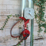 Pair of vintage petrol pumps from the japy brand, 1900