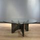 Brutalist coffee table in aluminium and glass