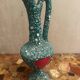 Pitcher/ Ceramic vase sea foam green and red glazed