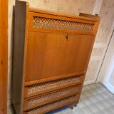 Secrétaire scandinave bois rotin