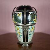 Ceramic vase with silver frame, vase signed by Argyl, Art Nouveau vase, art deco, collection