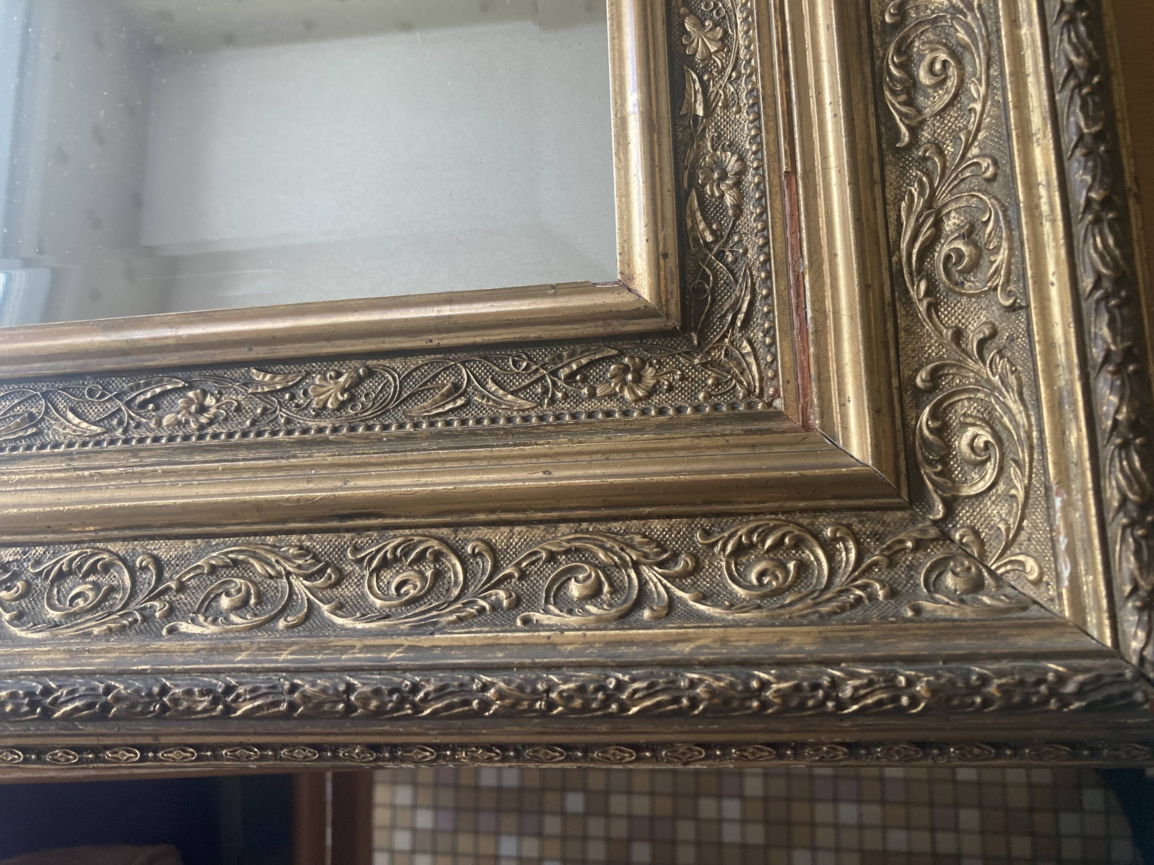 Miroir étain vintage cadre doré