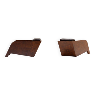 Set of rare 2 “Ypsilon” lounge chairs by Ulf Moritz, 1980s The Netherlands.