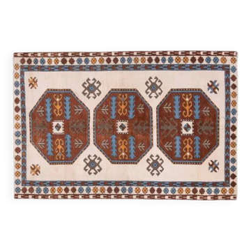 1970s Vintage Turkish Oushak Handmade Wool Cotton Beige Area Rug 158x326