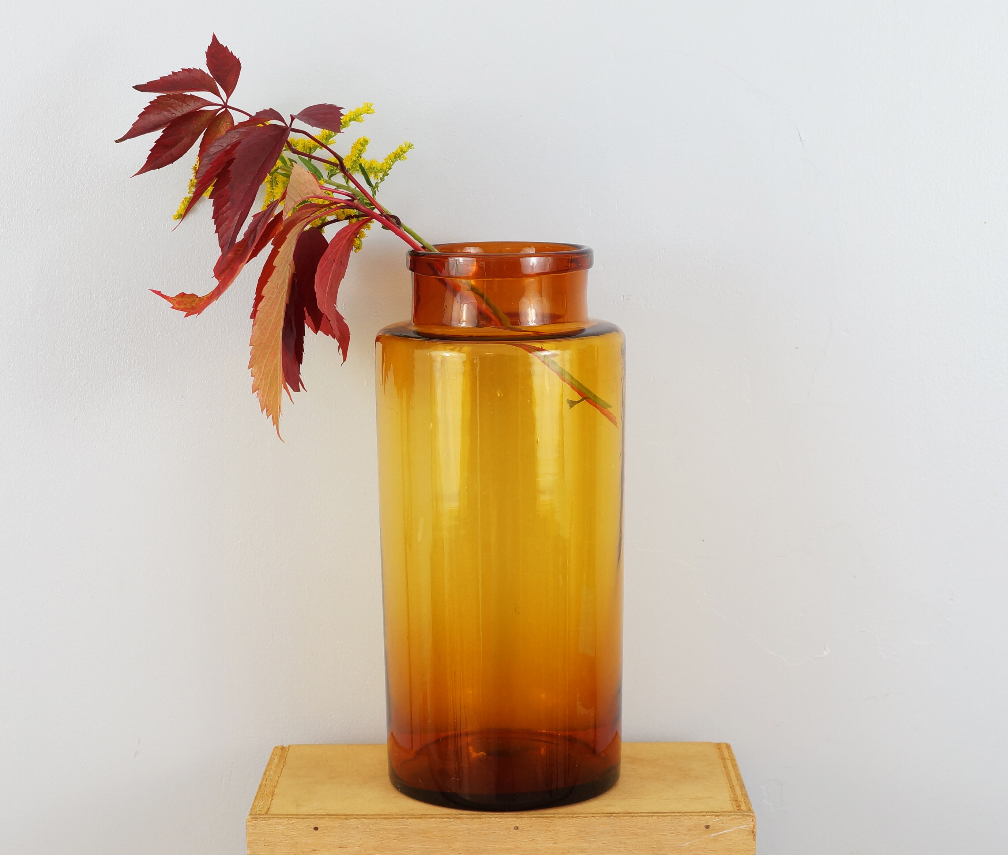 Old brown blown glass jar
