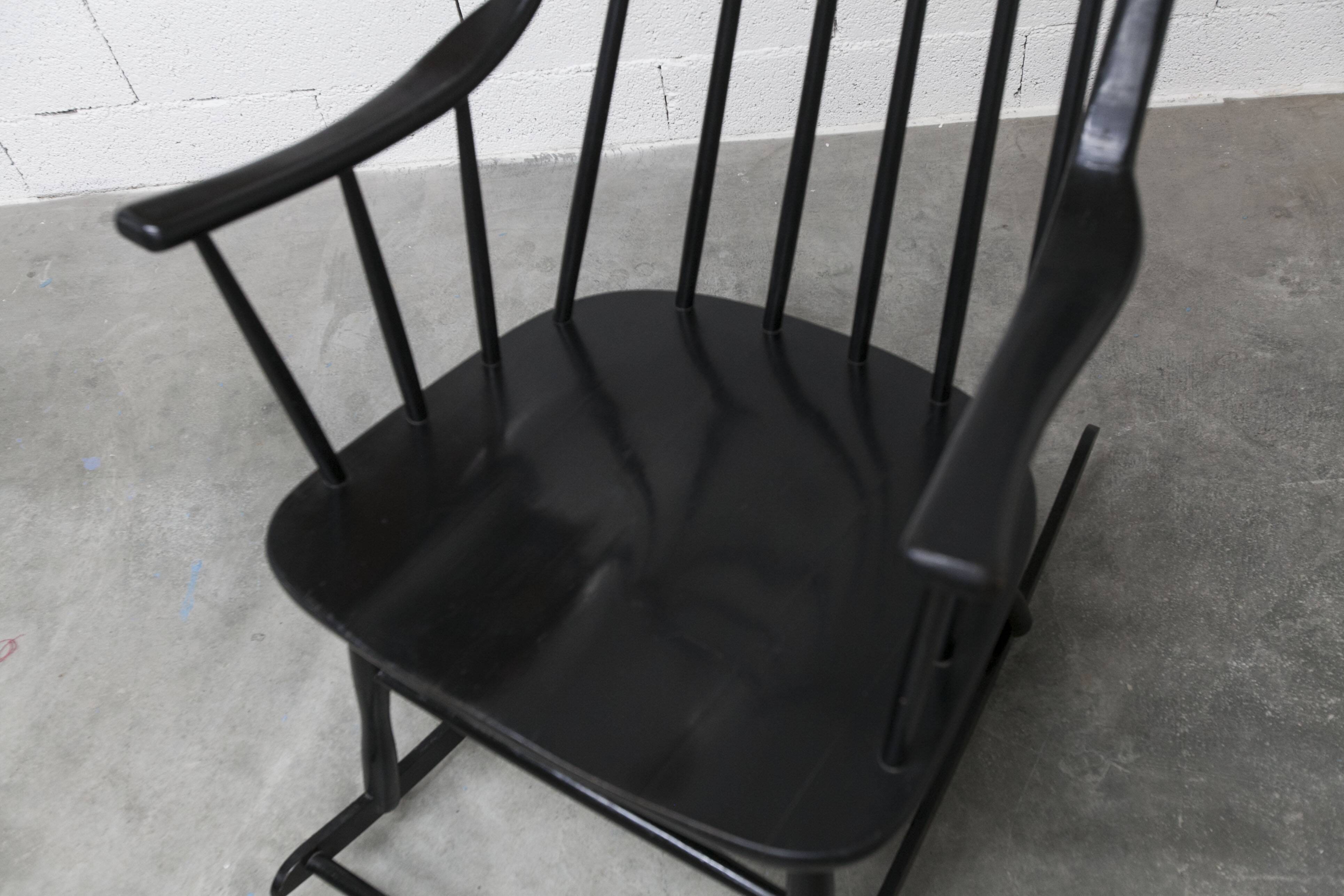 Grandessa rocking chair in black beech by Lena Larsson 1960 for Nesto