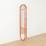 Porte-manteau postmoderne Schönbuch en métal laqué rouge avec miroir, années 1980
