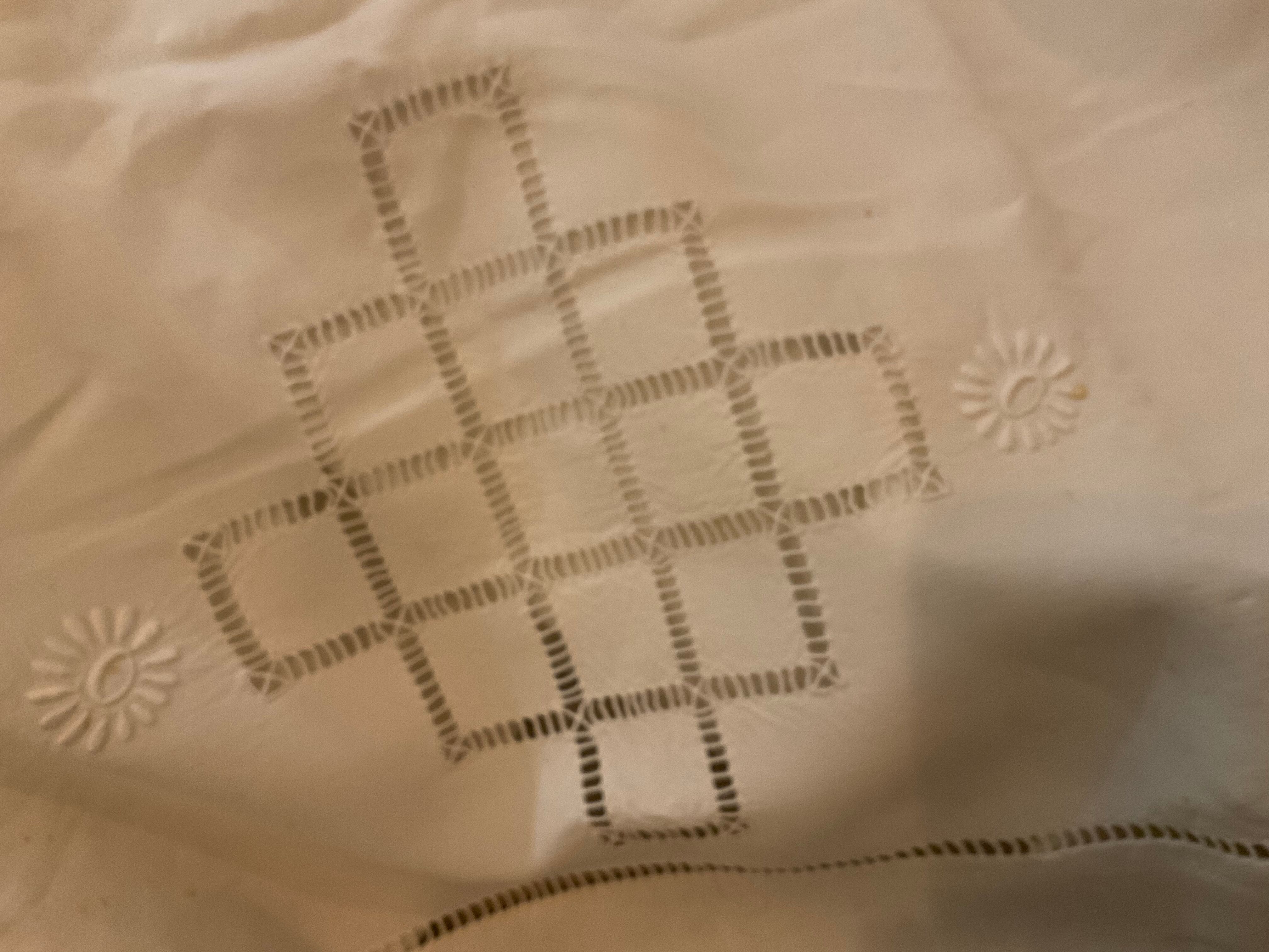 Old embroidered sheet, mg embroidered monogram, 225 x 325 cm