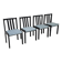 Set of 4 modernist black chairs with light blue ribbed fabric
