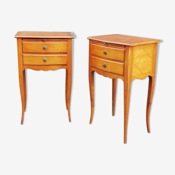 Pair of neoclassical solid wood bedside tables