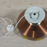 Scandinavian ceiling lamp copper & glass, Denmark, 1960s