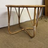 Small round vintage rattan table