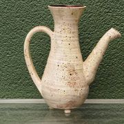 Vessel, jug, signed, 1950s, red terracotta, cream slip.