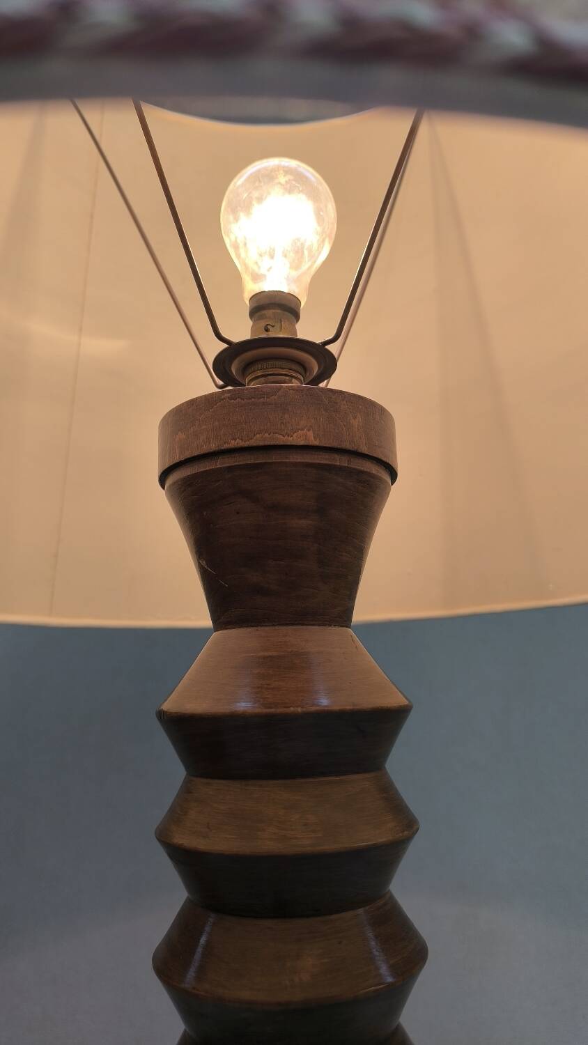 1950s turned wood floor lamp