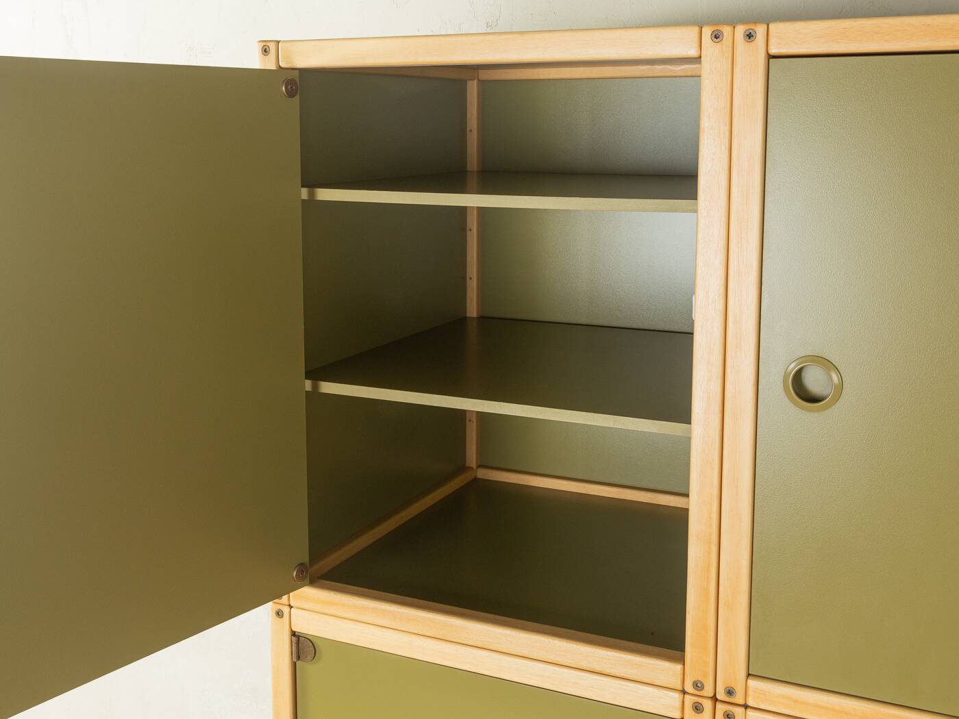 Système d'armoires Flötotto quatre pièces, années 1970, vert, hêtre, HPL