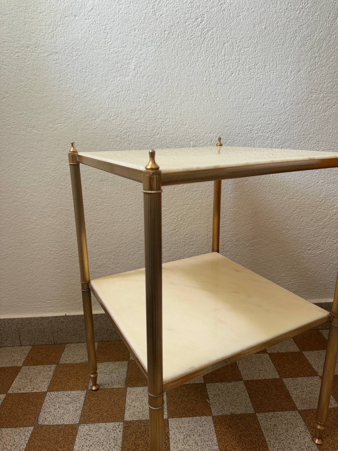 60s brass marble side table