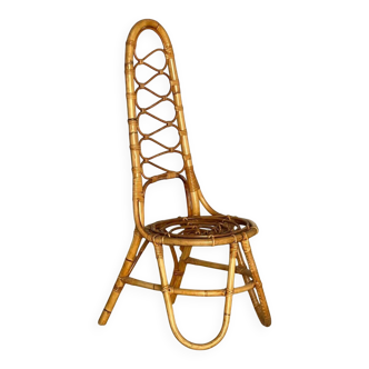 Chaise vintage en osier des années 60 - style Bonacina