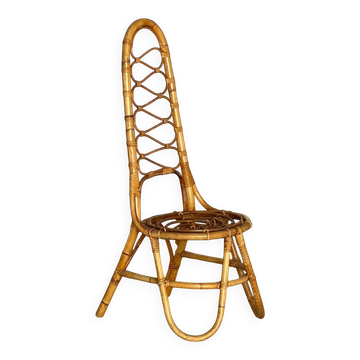 Chaise vintage en osier des années 60 - style Bonacina