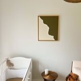 Tableau relief vert kaki et crème