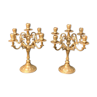 Pair of candlesticks in tin