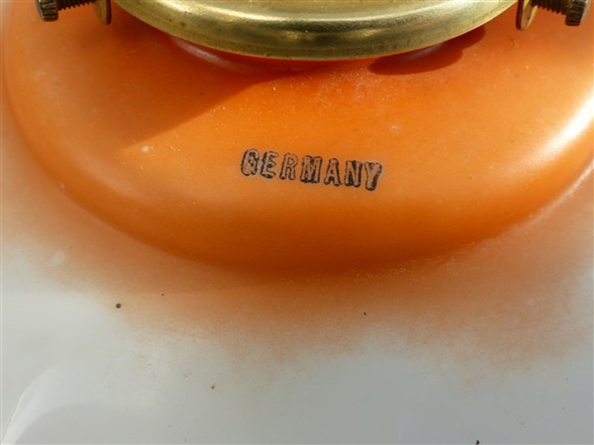 Hanging blown glass opaline glass of 1920s orange milk
