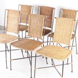 Set of 6 wicker and iron chairs