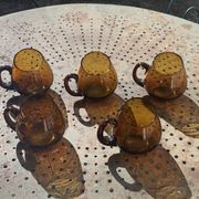 Set of 5 mugs, cups, glasses with handles, cocktail glasses, vintage glass