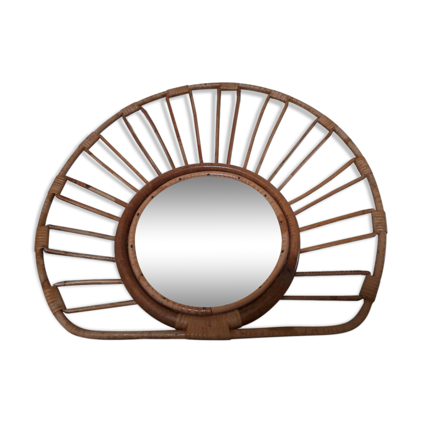 Miroir soleil en rotin 57x57 cm