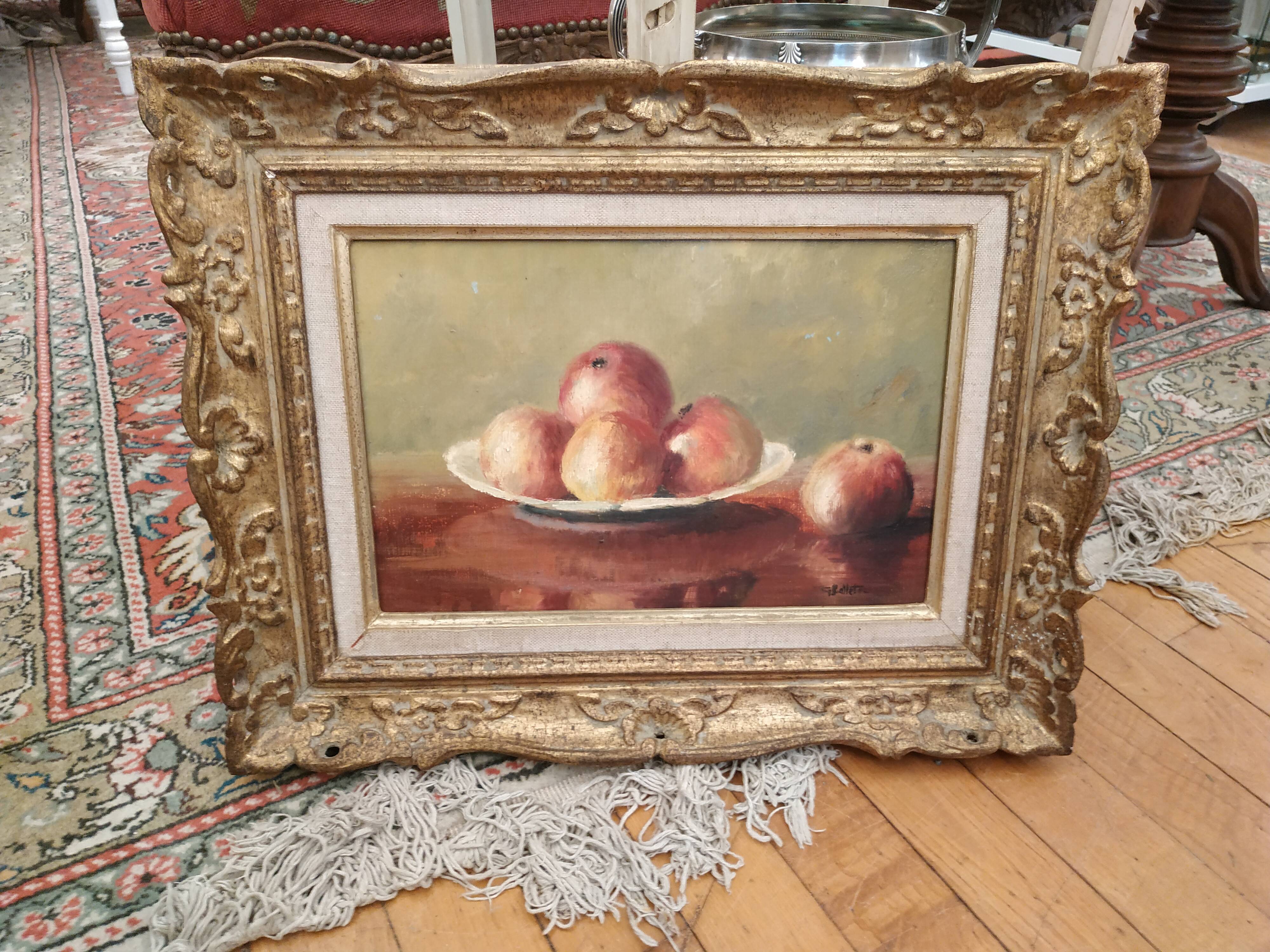 Still life painting with apples