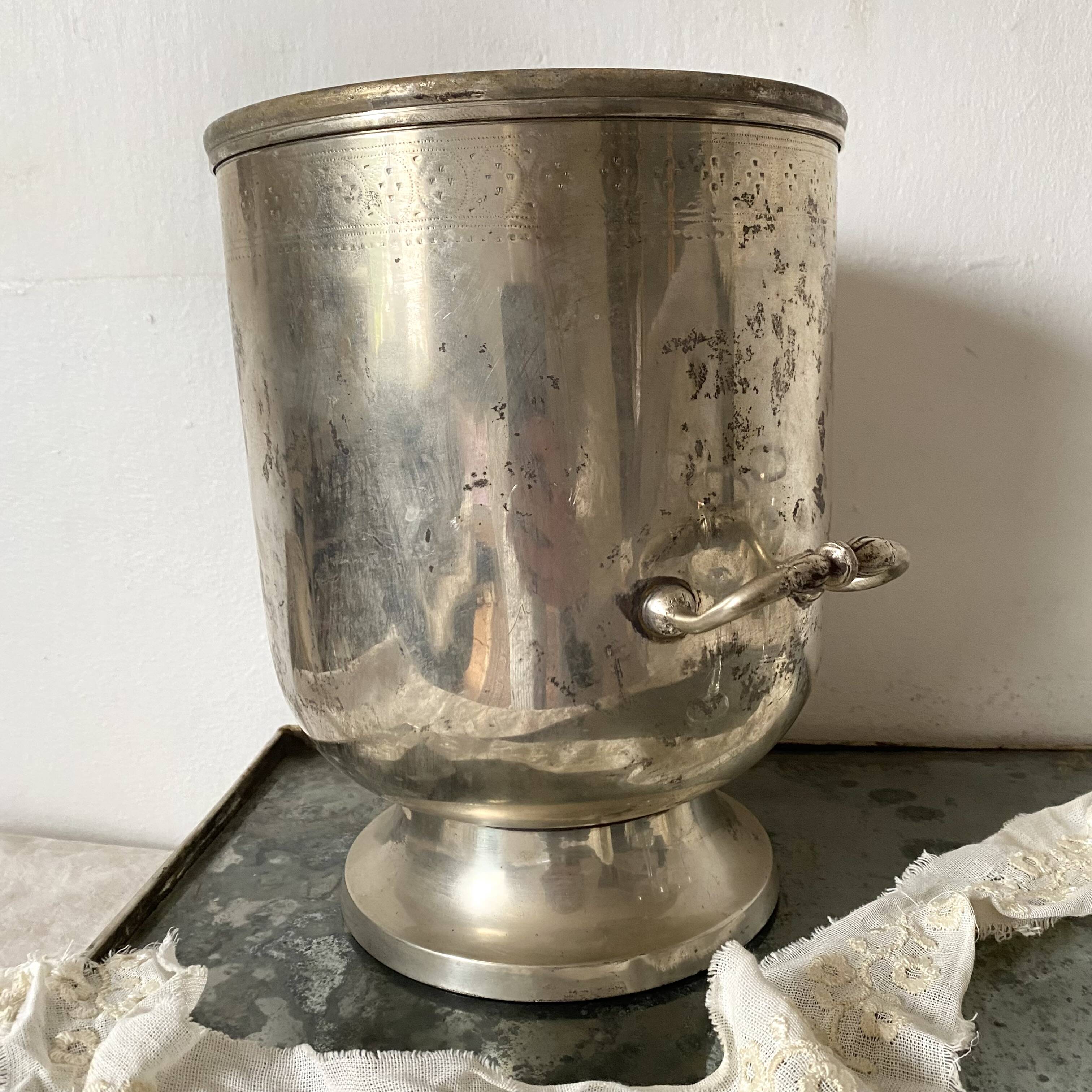 Patinated silver champagne bucket