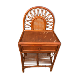 Rattan bedside and vintage bamboo