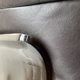 Marsala armchair in plexiglass & brown patchwork leather, Ligne Roset 1970