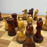 Old wooden chess game