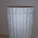 Porte-parapluie vintage italien en céramique blanche style bambou