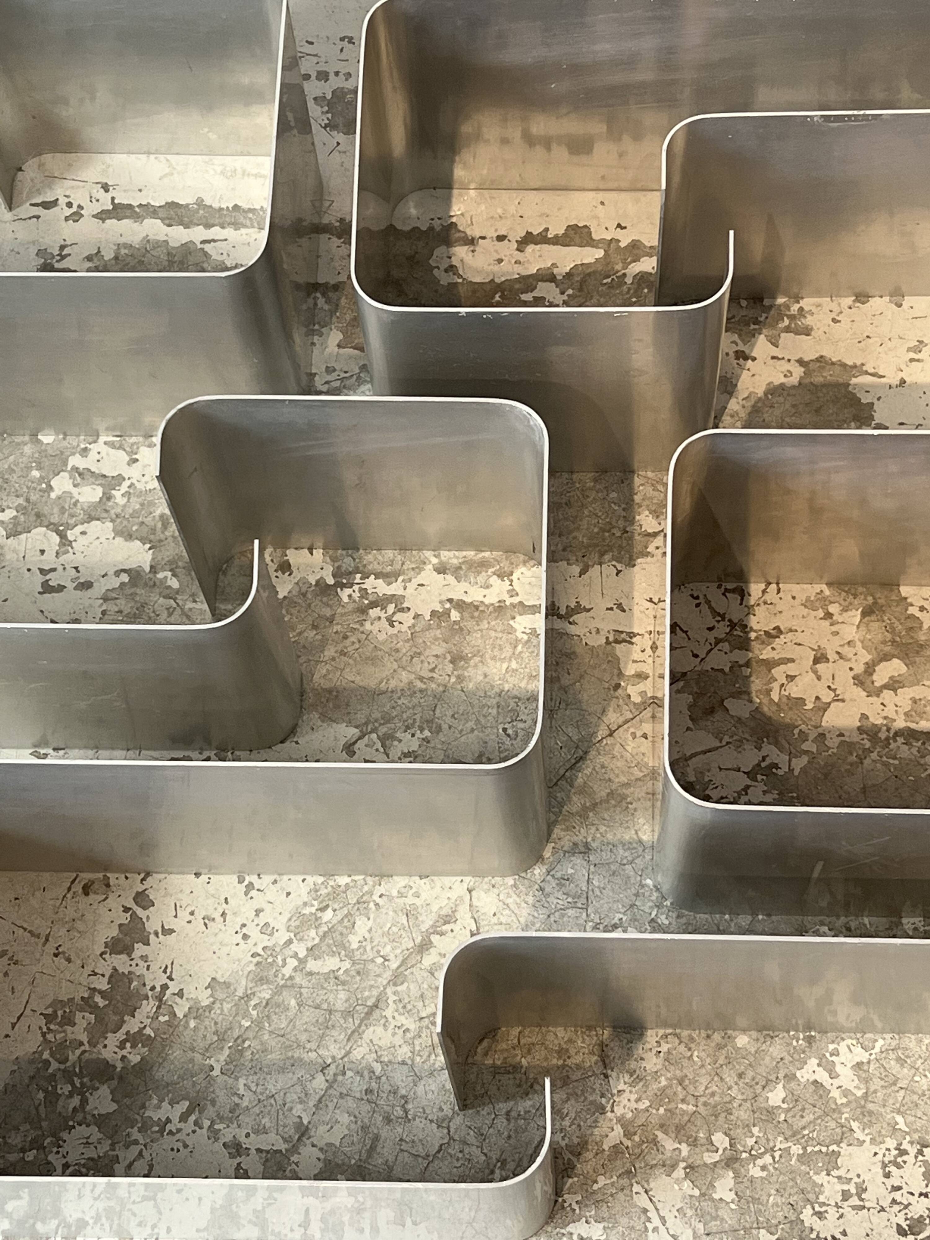 Ensemble d'étagères murales ZigZag par Joëlle Ferlande & François Monnet pour Kappa Uginox années 1970