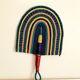 Bolga African fan, woven purple orange yellow green black
