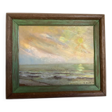 Signed marine painting on hardboard