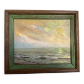 Signed marine painting on hardboard