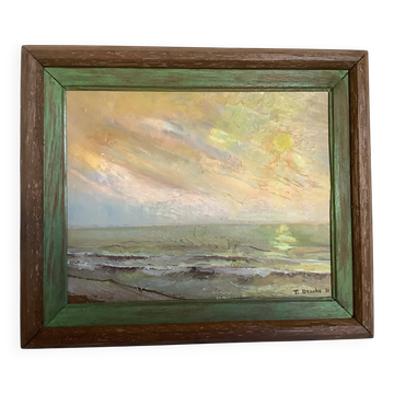 Signed marine painting on hardboard