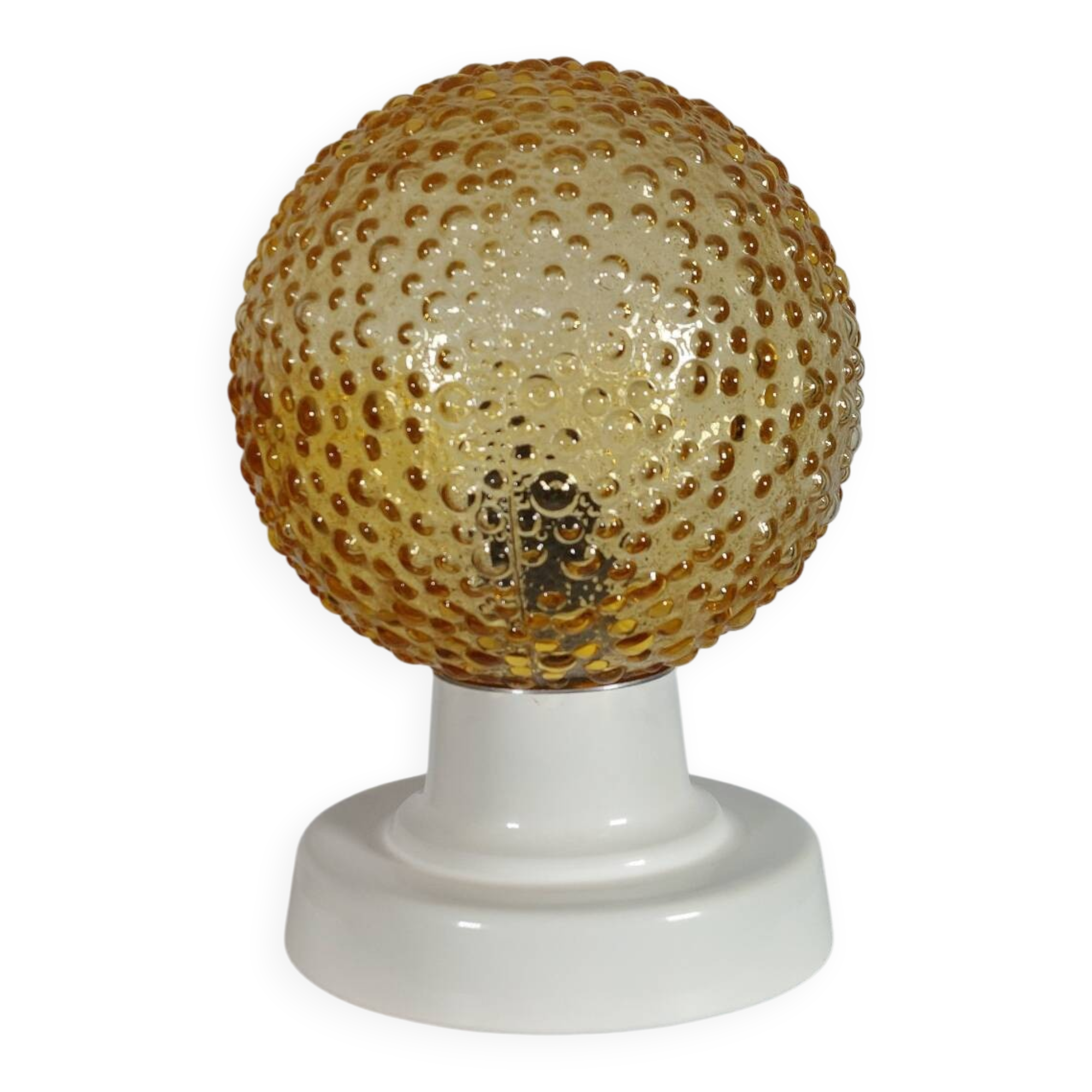 Lampe de table vintage en aluminium et verre à bulles pressées